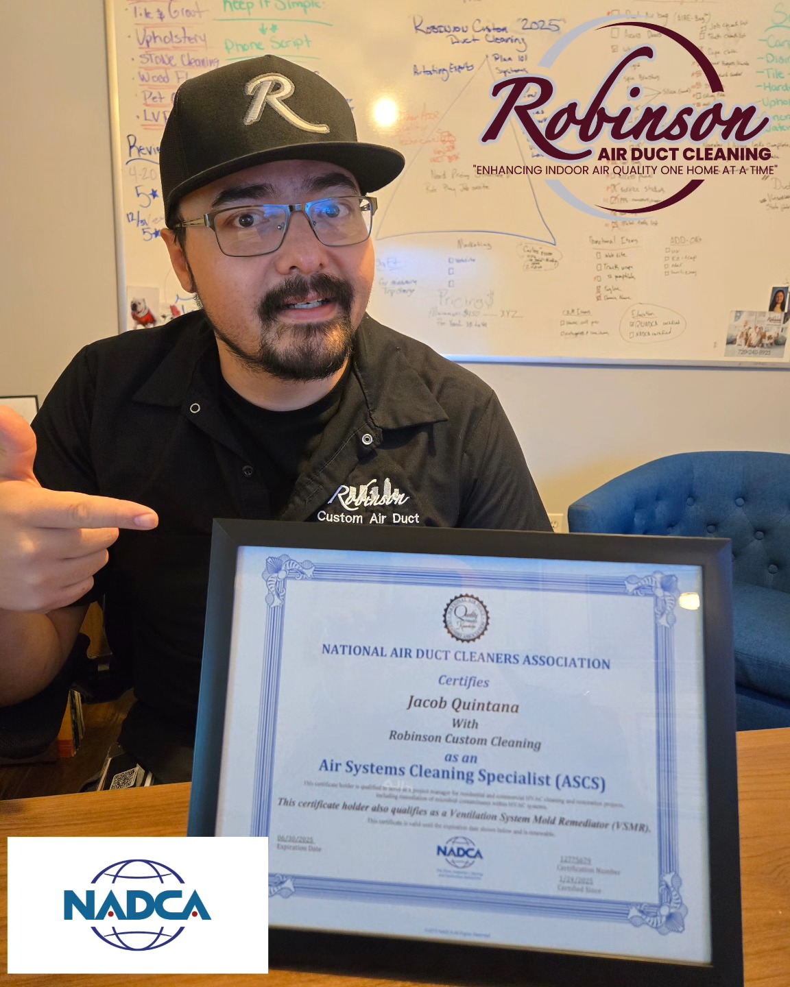 NADCA Certified Airduct Cleaning Specialist